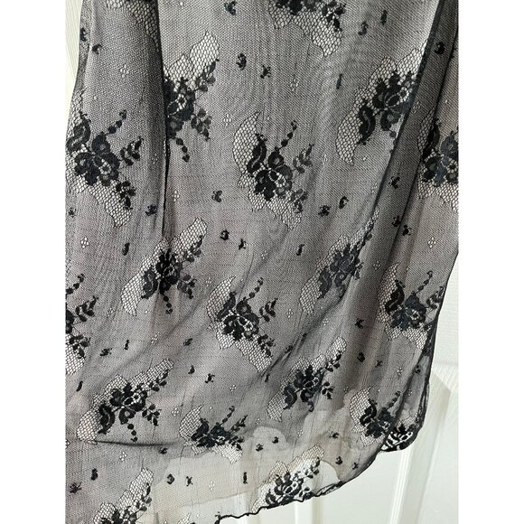 Vtg Cerie Lingerie Black Lace Floral Pattern Front Lined Negligee Size S/P - Picture 9 of 10